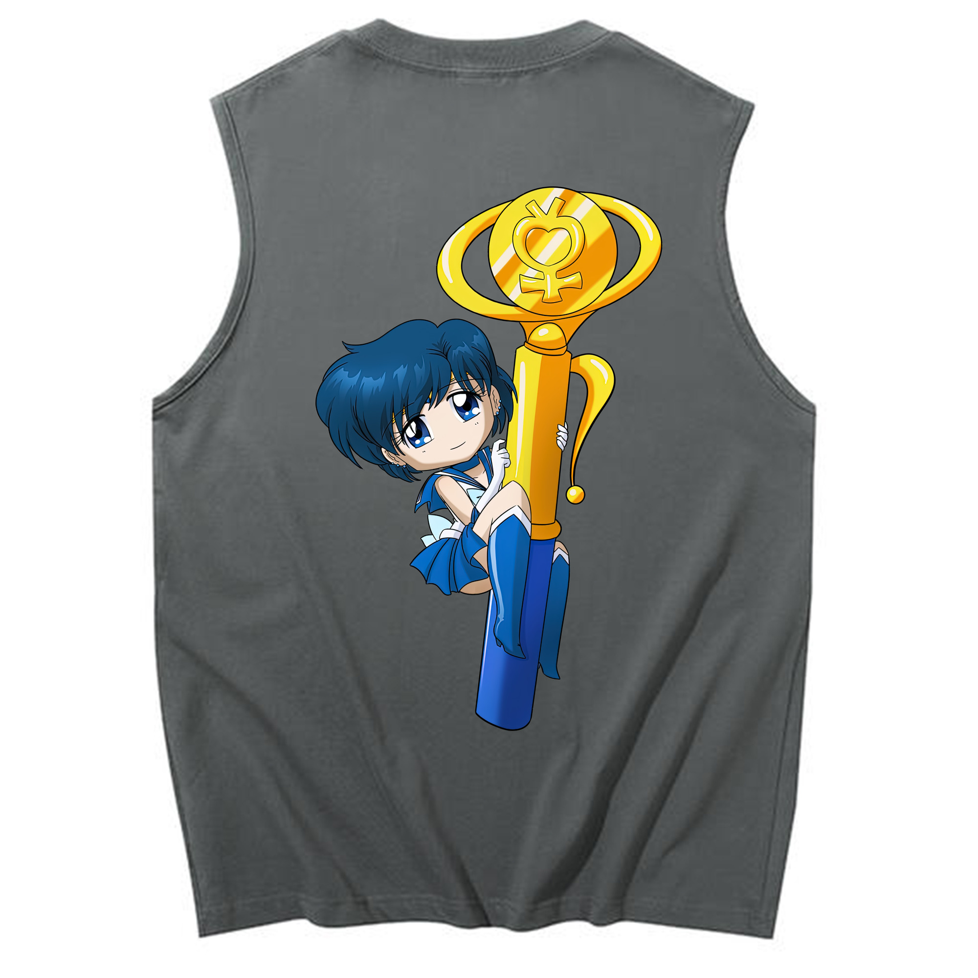 （画像用） 美少女戦士セーラームーン 水野 亜美 みずの あみ Sailor Moon Mizuno Ami コットン100％タンクトップ（背面プリント）